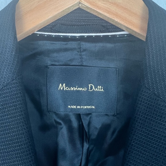 Massimo Dutti Black Front Pockets Wool Blend Blazer Size 4 - Picture 4 of 8